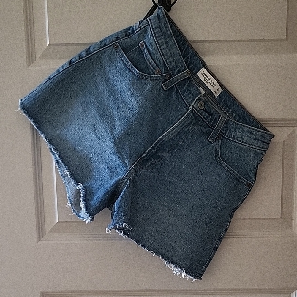 Abercrombie & Fitch 90s Relaxed Cutoff High Rise Shorts- Curve Love sz 28